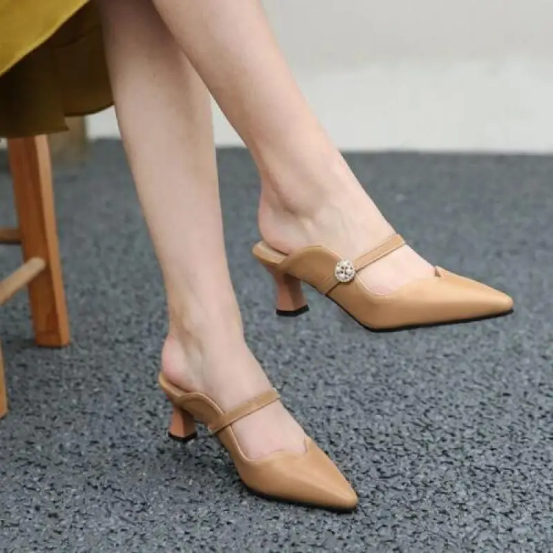 Women Elegant Kitten Pointy Toe Mules Slip On Faux Leather Party Dress Shoes Belt Buckle Sandals Plus Size
Women Elegant Kitten Pointy Toe Mules Slip On Faux Leather Party Dress Shoes Belt Buckle Sandals Plus Size