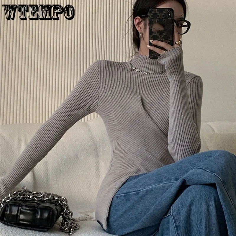 Вязаный свитер WTEMPO с высоким воротником, женские теплые свитера, зимние женские пуловеры, однотонные Модные Простые Топы
Вязаный свитер WTEMPO с высоким воротником, женские теплые свитера, зимние женские пуловеры, однотонные Модные Простые Топы