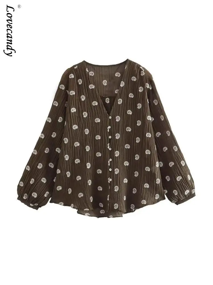 Women Casual V-neck Single Breasted Embroidered Blouse Lady Fashion Loose Long Sleeve Blouses Female Vintage Holiday Shirts Tops
Women Casual V-neck Single Breasted Embroidered Blouse Lady Fashion Loose Long Sleeve Blouses Female Vintage Holiday Shirts Tops