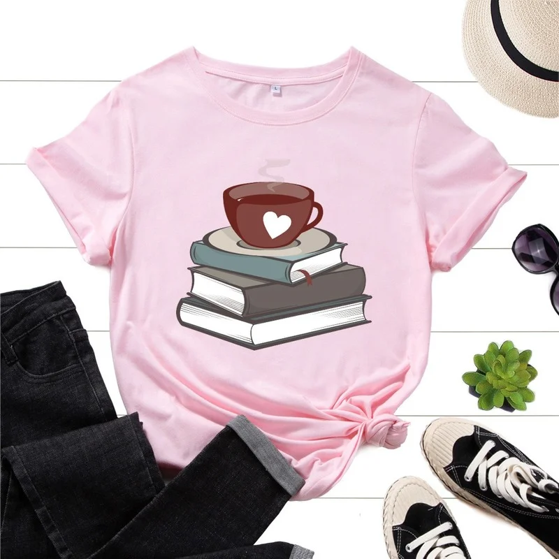 Summer Women Casual Short Sleeve Books and Tea Print Female Graphic Fashion Streetwear Ladies Regular Daily Loose O-Neck Tee Top
Summer Women Casual Short Sleeve Books and Tea Print Female Graphic Fashion Streetwear Ladies Regular Daily Loose O-Neck Tee Top