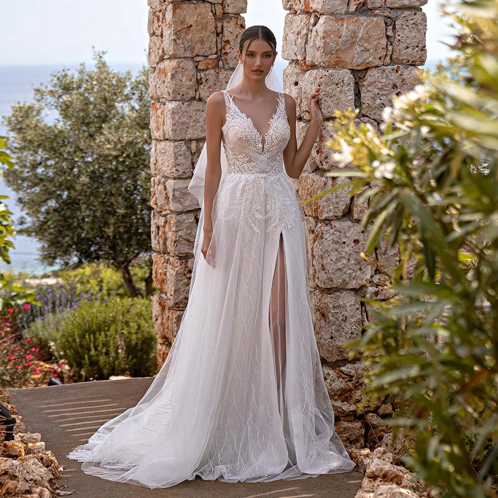 Exquisite Wedding Dresses 2022 New Sexy V-Neck High Slit Bridal Gown Beaded Lace Appliques A-Line Bride Dress For Women Custom
Exquisite Wedding Dresses 2022 New Sexy V-Neck High Slit Bridal Gown Beaded Lace Appliques A-Line Bride Dress For Women Custom