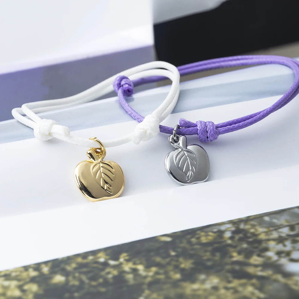 Minimalism Stainless Steel Apple Pendant Charms Bracelets for Women Fashion Adjustable Rope Bangle Jewelry Gifts Wholesale
Minimalism Stainless Steel Apple Pendant Charms Bracelets for Women Fashion Adjustable Rope Bangle Jewelry Gifts Wholesale