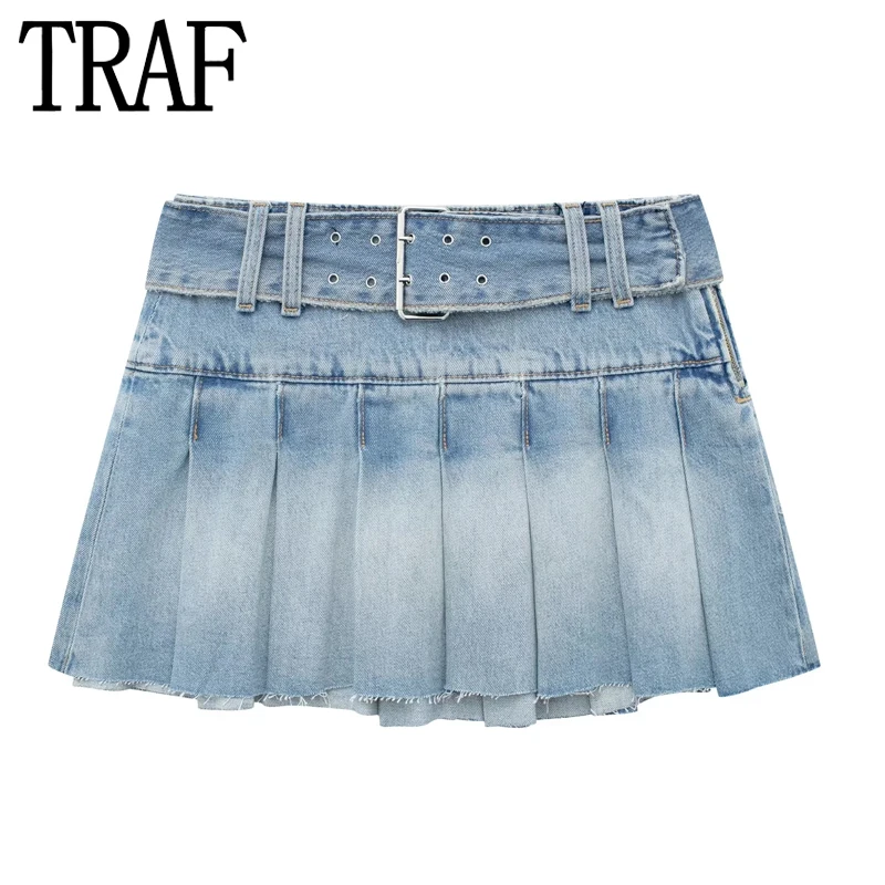 TRAF 2023 Denim Pleated Skirts For Women Blue Mini Jean Skirt Woman Belt Streetwear Y2k Skirts Mid-Waist Summer Short Skirts
TRAF 2023 Denim Pleated Skirts For Women Blue Mini Jean Skirt Woman Belt Streetwear Y2k Skirts Mid-Waist Summer Short Skirts