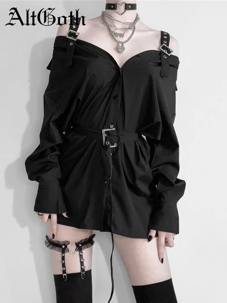 AltGirl Punk Gothic Shirt Dress Women Harajuku Grunge Long Sleeve Pin Buckle High Waist Dress Streetwear Loose Black Dress Femme
AltGirl Punk Gothic Shirt Dress Women Harajuku Grunge Long Sleeve Pin Buckle High Waist Dress Streetwear Loose Black Dress Femme