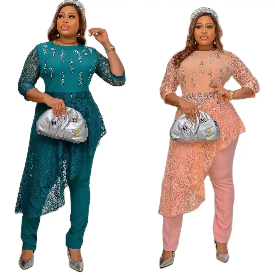 Amazon 2022 New Lace Rhinestone Stitching Irregular Lace Top Straight-Leg Trousers Two-Piece Suit
Amazon 2022 New Lace Rhinestone Stitching Irregular Lace Top Straight-Leg Trousers Two-Piece Suit