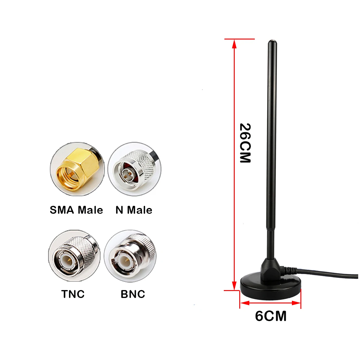 315MHz strong magnetic chuck antenna high gain 35dbi copper rod external waterproof SMA TNC BNC N type connector RG58 3m cable
315MHz strong magnetic chuck antenna high gain 35dbi copper rod external waterproof SMA TNC BNC N type connector RG58 3m cable