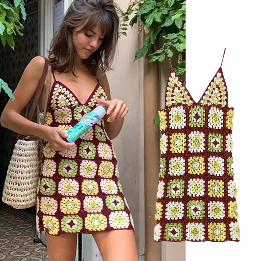 Jenny&Dave Summer Morocco Style Bohemian Vintage Colorful Knitted Suspender Dress Sexy Hand Knit Mini Dress Women
Jenny&Dave Summer Morocco Style Bohemian Vintage Colorful Knitted Suspender Dress Sexy Hand Knit Mini Dress Women