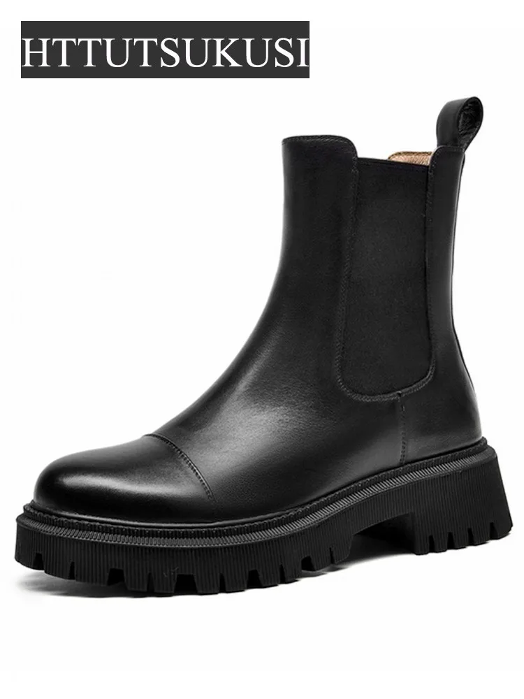 Женские ботильоны из натуральной коровьей кожи, на платформе, с круглым носком
Женские ботильоны из натуральной коровьей кожи, на платформе, с круглым носком