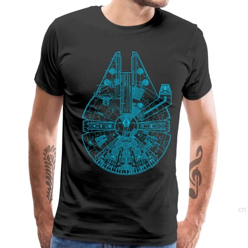 Gift T Shirt Men Millenium Falcon Blueprint Tshirt 100% Cotton Father Day Tees Retro Geometric Spaceship Print Clothes
Gift T Shirt Men Millenium Falcon Blueprint Tshirt 100% Cotton Father Day Tees Retro Geometric Spaceship Print Clothes