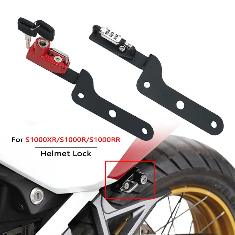 

Motorcycle Helmet Lock Password Mount Hook Black Side Anti-theft Security Aluminum For BMW S1000XR S1000R S1000RR HP4 2015-2019
