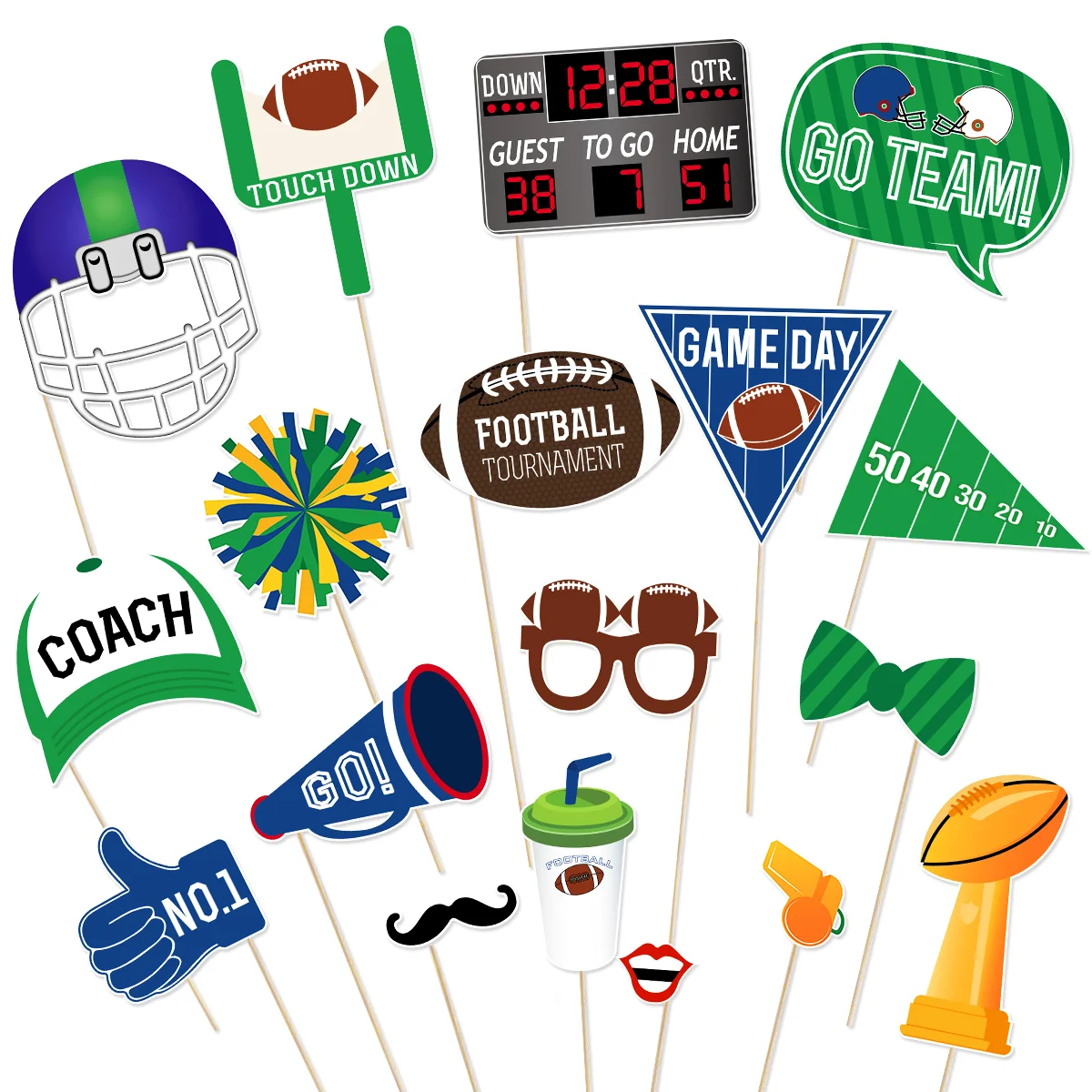 18pcs Party Favors Football Photo Booth Accessory Football Party Decoration Theme Party Favors Sports Photo Supplies
18pcs Party Favors Football Photo Booth Accessory Football Party Decoration Theme Party Favors Sports Photo Supplies