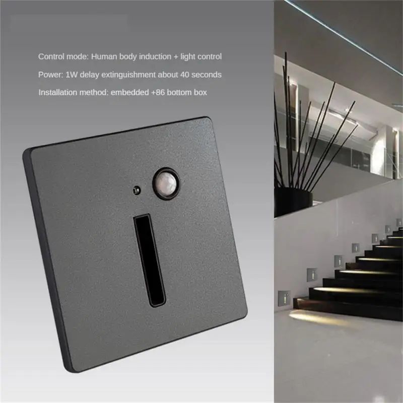 

1W Sensor Stair Light Motion Detect Wall Sconce Lamp Automatic Nightlights Recessed Footlight Step Ladder Bedroom Closet Lamp