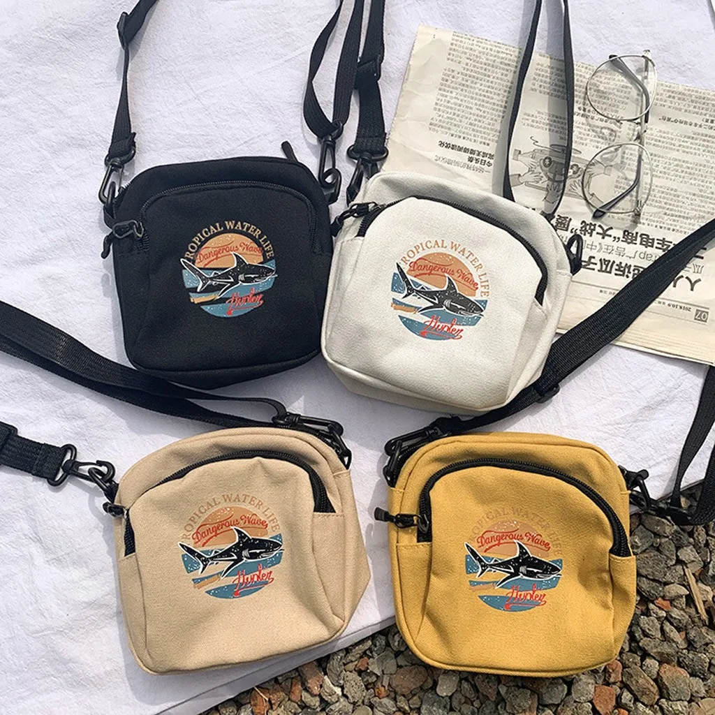 Fashion Korean Style Harajuku Style Ladies Student Shark Canvas Bag Monochrome Shoulder Bag Mini Messenger Bag Handbag Purse
Fashion Korean Style Harajuku Style Ladies Student Shark Canvas Bag Monochrome Shoulder Bag Mini Messenger Bag Handbag Purse