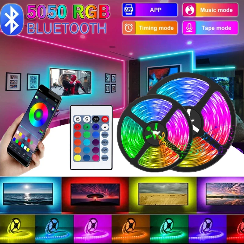20M 30M USB Led Strip Lights Bluetooth RGB Tape For Room Decoration LED Luces Flexible Ribbon Lamp Desk TV Screen Lighting 1-15M
20M 30M USB Led Strip Lights Bluetooth RGB Tape For Room Decoration LED Luces Flexible Ribbon Lamp Desk TV Screen Lighting 1-15M