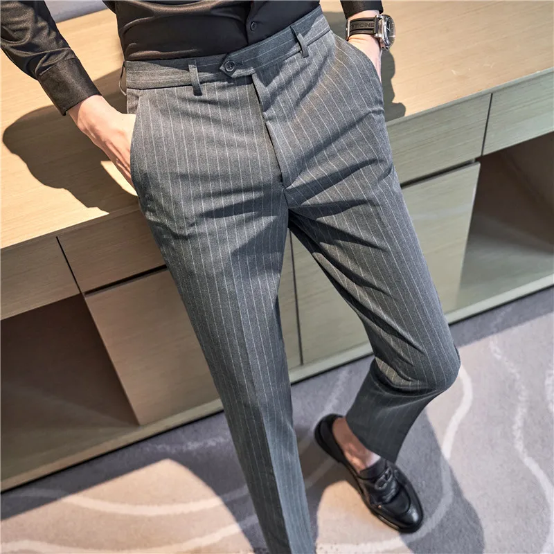 2022 Winter Striped Business Dress Pants Men Office Social Casual Slim Suit Pants Classic Streetwear Trousers Pantalon Homme
2022 Winter Striped Business Dress Pants Men Office Social Casual Slim Suit Pants Classic Streetwear Trousers Pantalon Homme