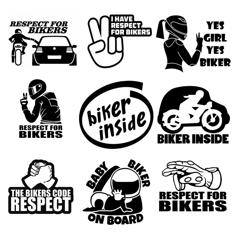 Respect for Bikers Sticker Interesting Car Stickers Funny Vinyl for Auto Door Handle Decals Body Car Accessories Decoration
Respect for Bikers Sticker Interesting Car Stickers Funny Vinyl for Auto Door Handle Decals Body Car Accessories Decoration