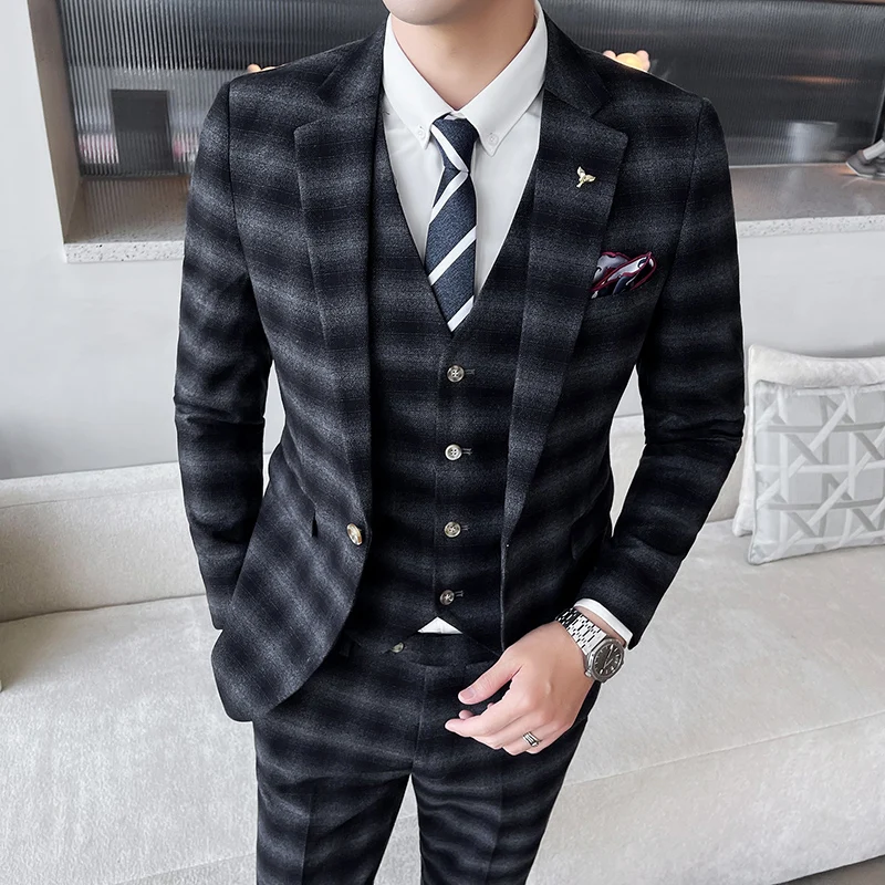 Boutique (Blazer+vest+trousers) Men's Slim Plaid British Style Gentleman Elegant Fashion Business Casual Formal 3-piece Set
Boutique (Blazer+vest+trousers) Men's Slim Plaid British Style Gentleman Elegant Fashion Business Casual Formal 3-piece Set