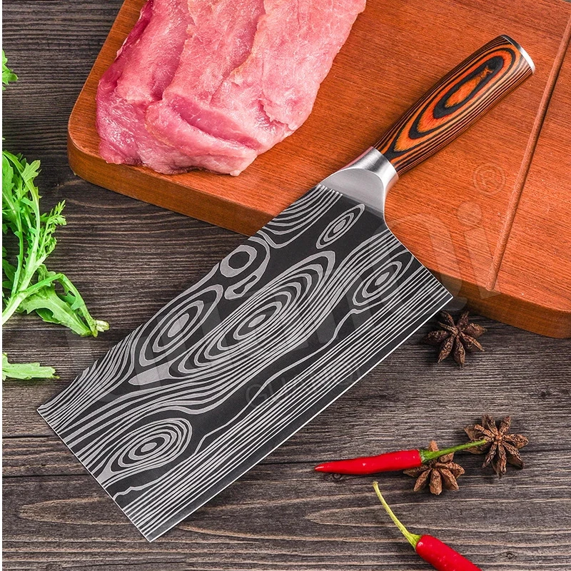 Damascus Laser Pattern Chinese Chef Knife Wooden Handle Meat Cleaver Utility Kitchen Knife Professional Chef Knife Butcher Knife
Damascus Laser Pattern Chinese Chef Knife Wooden Handle Meat Cleaver Utility Kitchen Knife Professional Chef Knife Butcher Knife