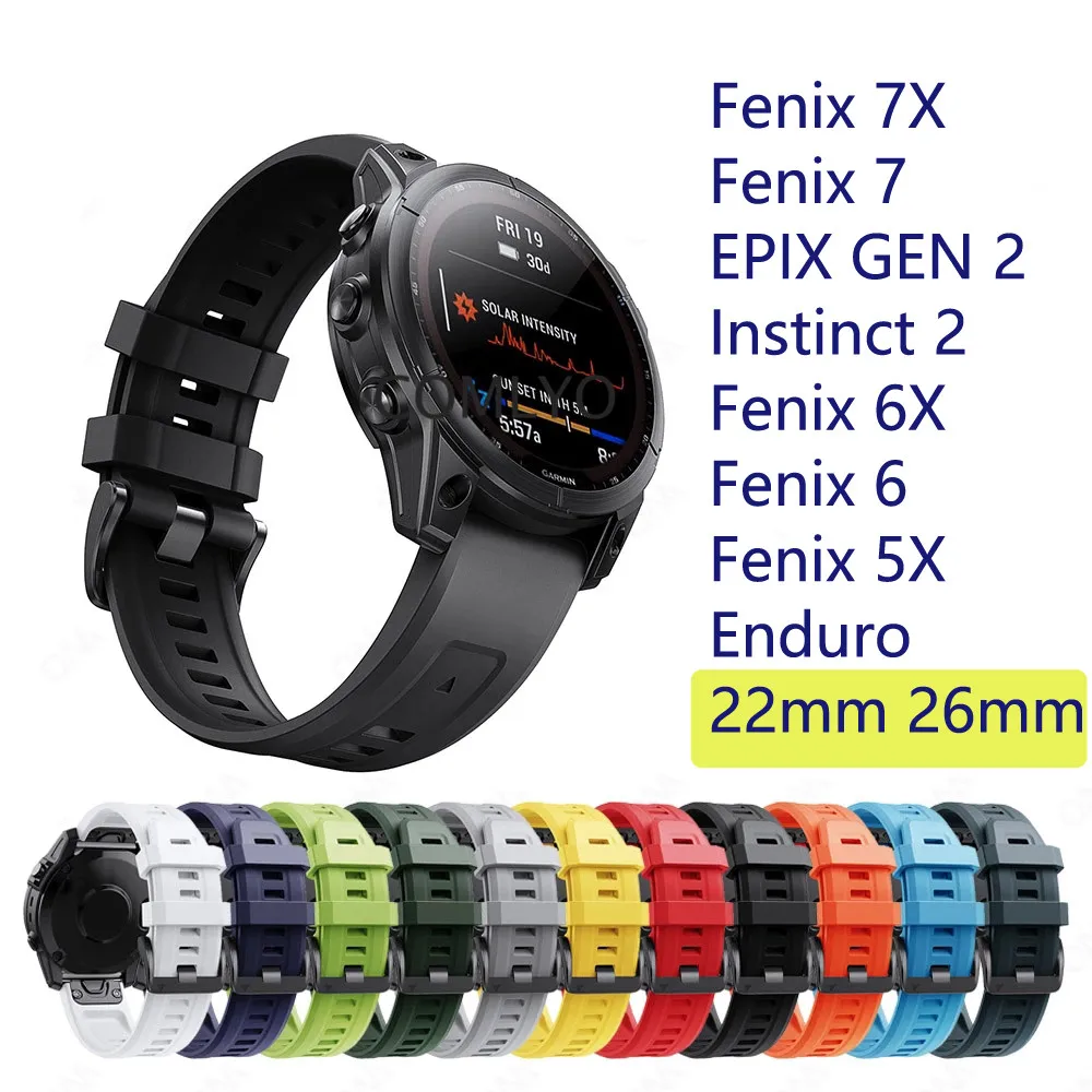 Quickfit Strap For Garmin Fenix 7X 7 6X 6 pro Enduro EPIX GEN 2 Instinct 2 Tactix 7 5X Plus 3HR Silicone Wristband 26mm 22mm
Quickfit Strap For Garmin Fenix 7X 7 6X 6 pro Enduro EPIX GEN 2 Instinct 2 Tactix 7 5X Plus 3HR Silicone Wristband 26mm 22mm
