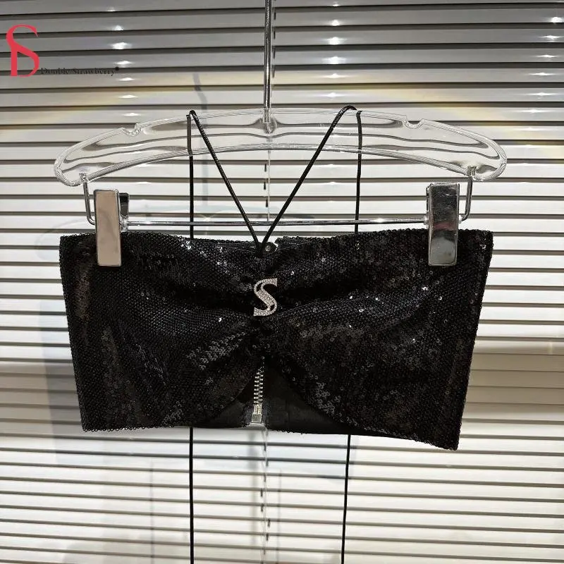 Summer Crop Tops Women's New Dark Brooch Full of Sequins Nightclub Suspender Bra Tanks Tops
Summer Crop Tops Women's New Dark Brooch Full of Sequins Nightclub Suspender Bra Tanks Tops