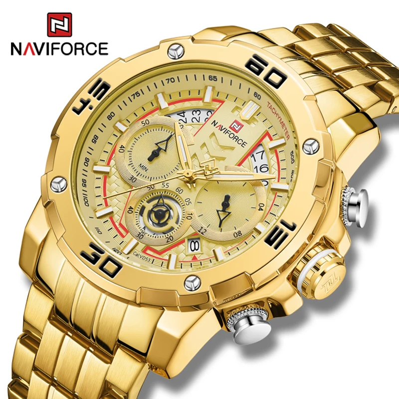 Часы наручные NAVIFORCE Мужские кварцевые с хронографом, модные роскошные водонепроницаемые, спортивные золотистые
Часы наручные NAVIFORCE Мужские кварцевые с хронографом, модные роскошные водонепроницаемые, спортивные золотистые