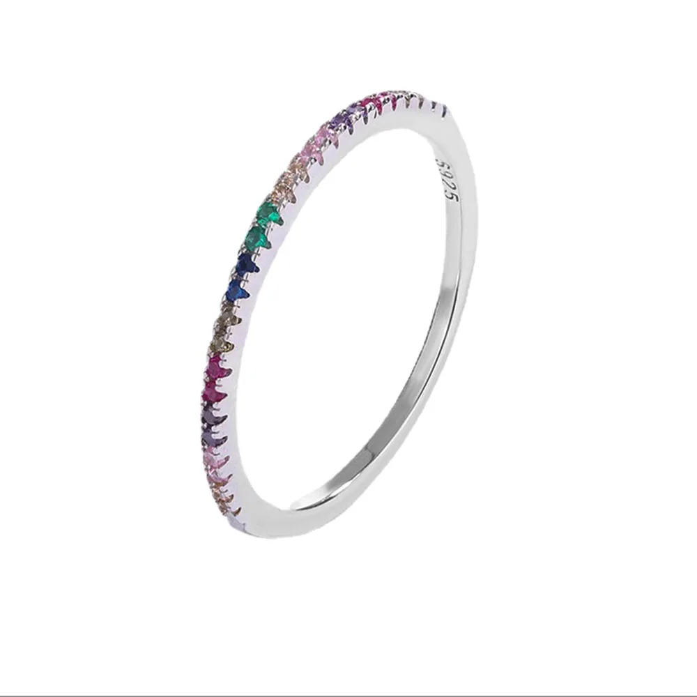 Real 100% 925 Sterling Silver Rainbow Zircon Ring for Women Minimalist Geometric Finger Ring Light Luxury Fine Jewelry
Real 100% 925 Sterling Silver Rainbow Zircon Ring for Women Minimalist Geometric Finger Ring Light Luxury Fine Jewelry