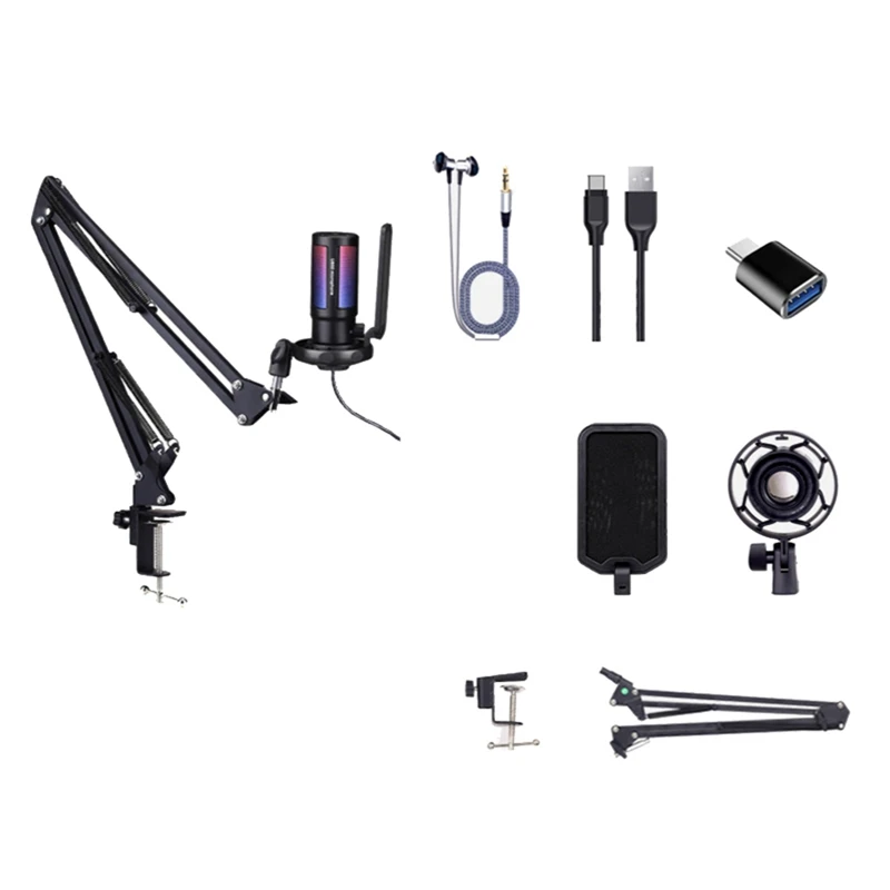 New USB Gaming Microphone Kit For PC,PS4/5 Condenser Cardioid Mic Set With Mute Button/RGB /Arm Stand
New USB Gaming Microphone Kit For PC,PS4/5 Condenser Cardioid Mic Set With Mute Button/RGB /Arm Stand