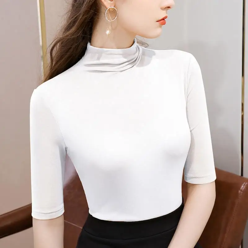Half-collared mid-sleeved T-shirt womens 2023 new Slim Modert base shirt five-quarter-sleeved solid color underwear black
Half-collared mid-sleeved T-shirt womens 2023 new Slim Modert base shirt five-quarter-sleeved solid color underwear black