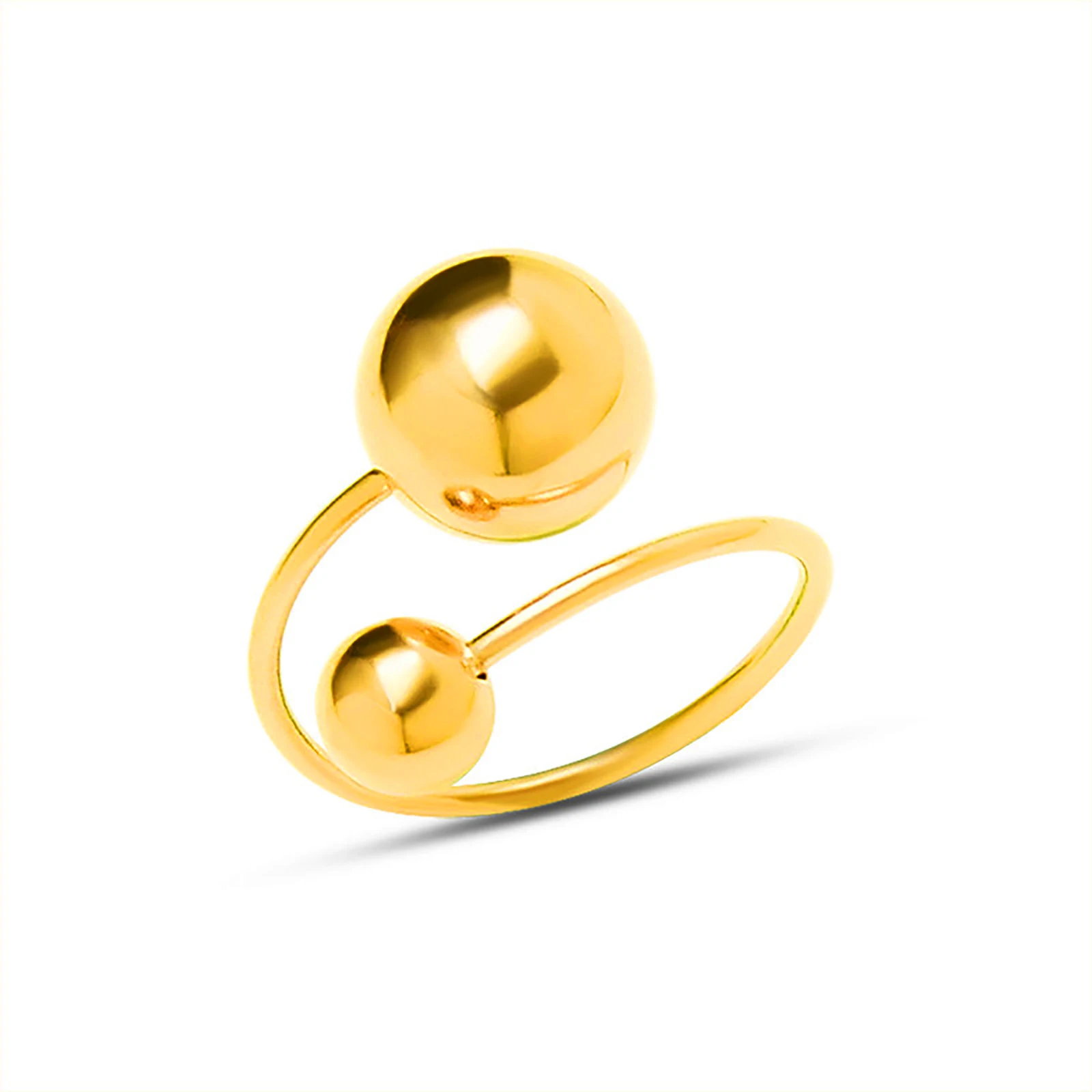 Women Chic Double Round Beads Rings, Gold Color Stainless Steel Metal Thin Line Finger Band Gift Jewelry,Resizable
Women Chic Double Round Beads Rings, Gold Color Stainless Steel Metal Thin Line Finger Band Gift Jewelry,Resizable