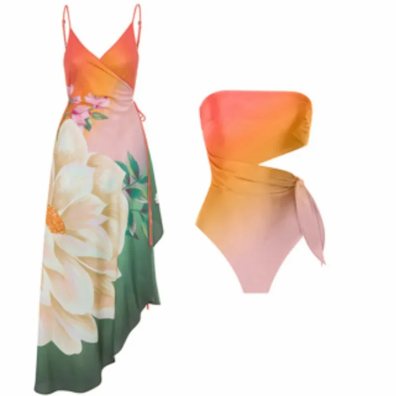 Summer Sexy Bikini Set French Retro Printed One Piece Swimsuit Women Hot Spring Holiday Beach Dress Two-piece Swimsuit
Summer Sexy Bikini Set French Retro Printed One Piece Swimsuit Women Hot Spring Holiday Beach Dress Two-piece Swimsuit