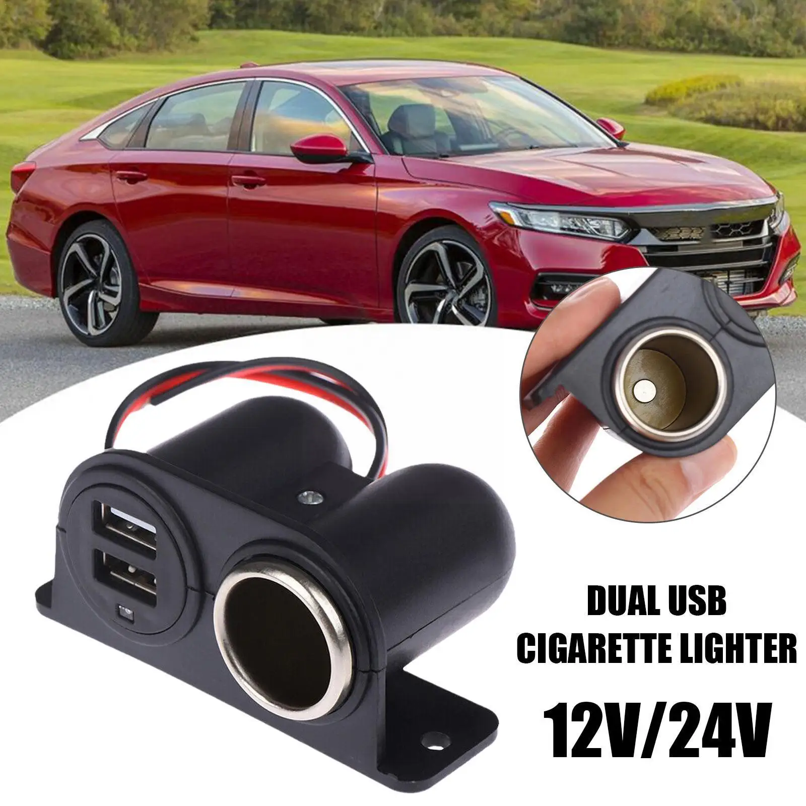 

Car Charger 12V/24V Car Cigarette Lighter Socket Splitter Power Chargers Port Adapter Two Charger 3.1A Car 3100mA USB W6C8