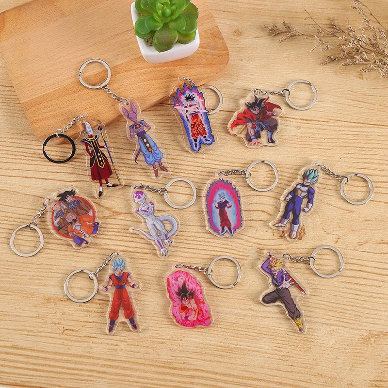 

Bandai Genuine Anime Dragon Ball Acrylic Keychain Ornament Dragon Ball Son Goku Vegeta IV Beerus Trunks Buu Piccolo Keychain