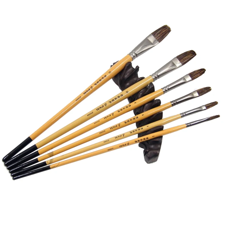 

Birch 6pcs/set,hazel Pen Shape Painting Brush Oil Brush Art Bristle Painting Boar Drawing Wild Rod Supplies