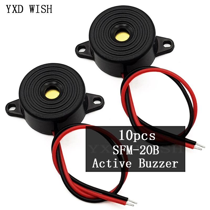 

10pcs SFM-20B High Decibel Active Buzzer Alarm Speaker DC3-24V Continuous Sound Buzzer Piezoelectric Piezo Electronic DIY Kit