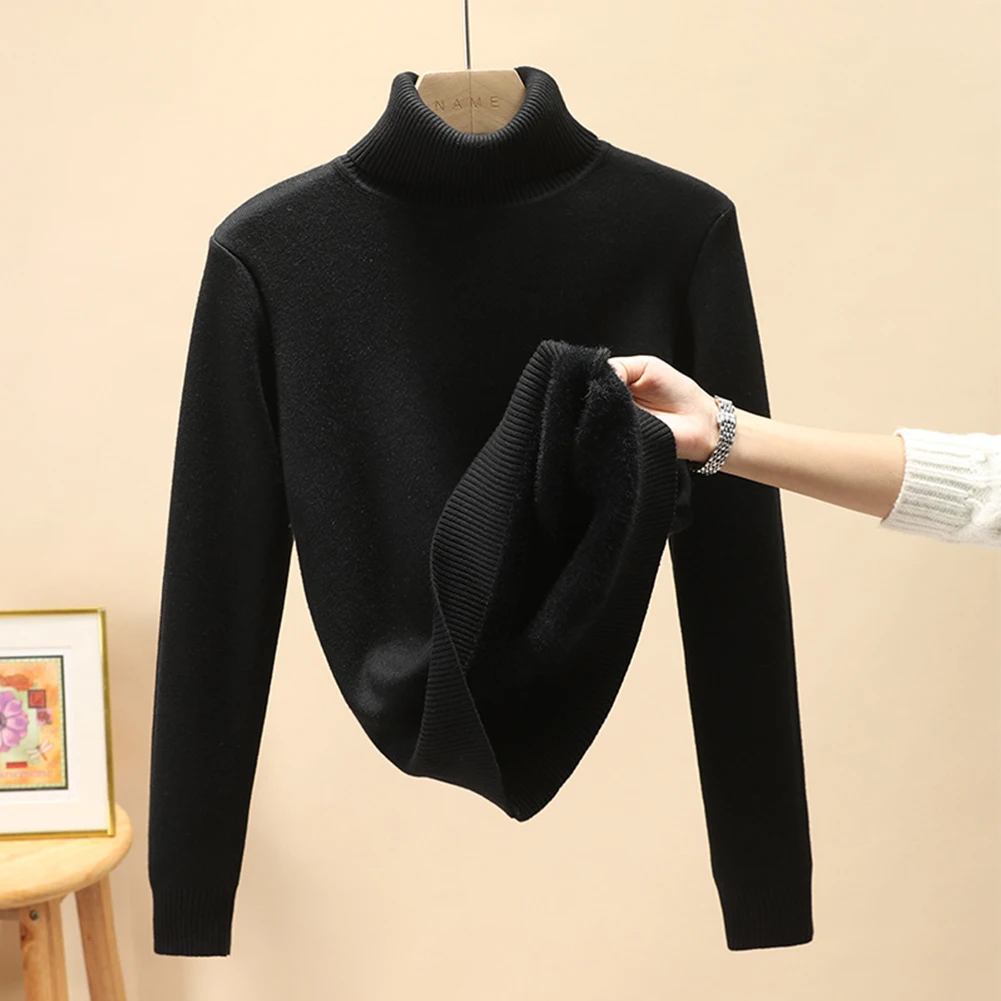 Warm Women Sweater High Neck Knitted Lined Pullover Slim Soft Solid Color Sports Strech Thicken Tops Comfy Fashion
Warm Women Sweater High Neck Knitted Lined Pullover Slim Soft Solid Color Sports Strech Thicken Tops Comfy Fashion