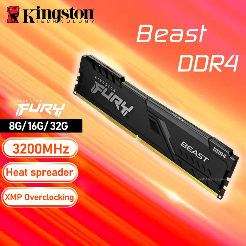 

Kingston FURY Beast Memory DDR4 8GB 16G 32G 3200MHz PC RAM Memoria Module Computer Desktop 1.2V DIMM 288Pin For Intel AMD New