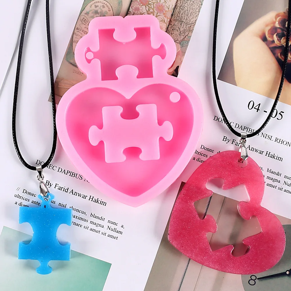 Love Heart Puzzle Silicone Mold Necklace Pendant Epoxy Resin Mold for DIY Jewelry Key Chain Craft Casting Making Moulds Tool
Love Heart Puzzle Silicone Mold Necklace Pendant Epoxy Resin Mold for DIY Jewelry Key Chain Craft Casting Making Moulds Tool