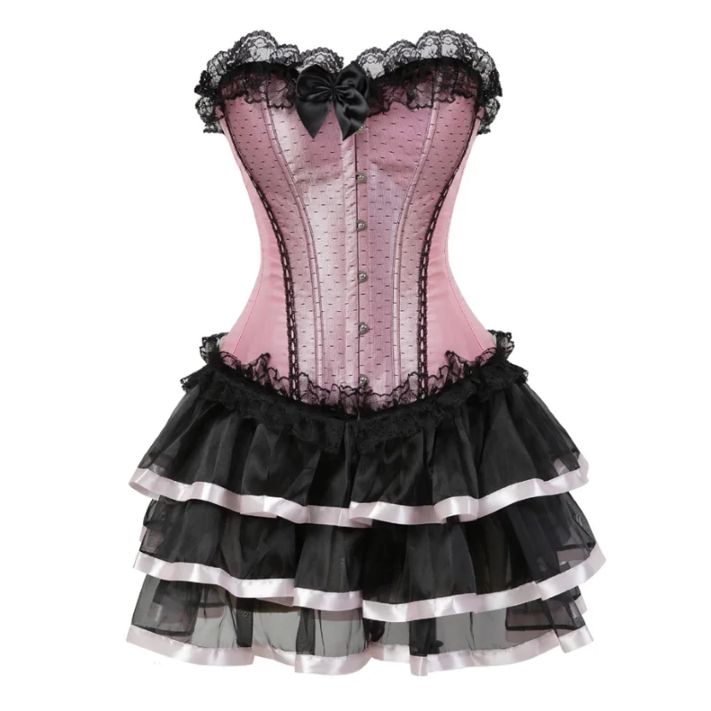 Victorian Women Sexy Satin Lace Corset Dress Vintage Corset Bustier Lingerie Top With Mini Pleated Skirt Set
Victorian Women Sexy Satin Lace Corset Dress Vintage Corset Bustier Lingerie Top With Mini Pleated Skirt Set
