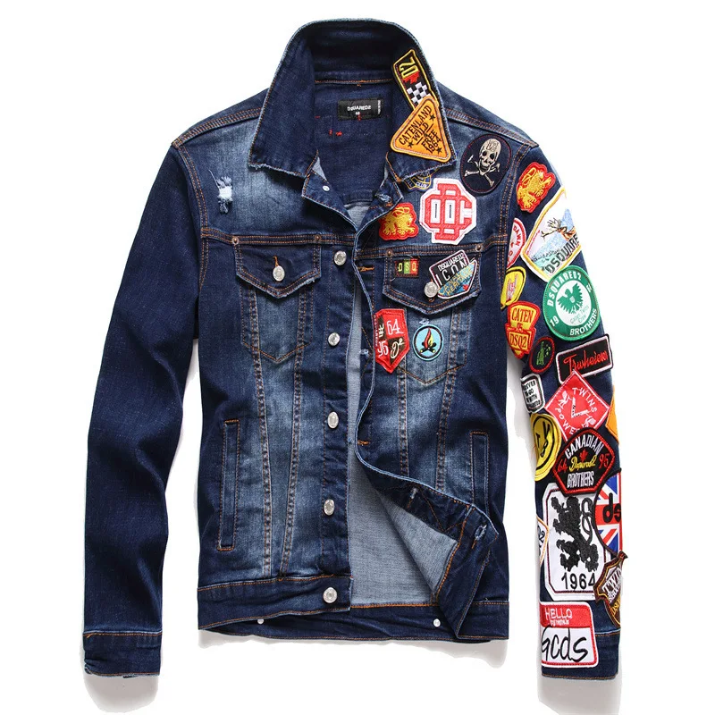 Men Badge Denim Jackets Dsquared2 Slim Jeans Coats Italian Luxury Brand Male Skinny Jeans Jackets Blue Casual Denim Coats
Men Badge Denim Jackets Dsquared2 Slim Jeans Coats Italian Luxury Brand Male Skinny Jeans Jackets Blue Casual Denim Coats