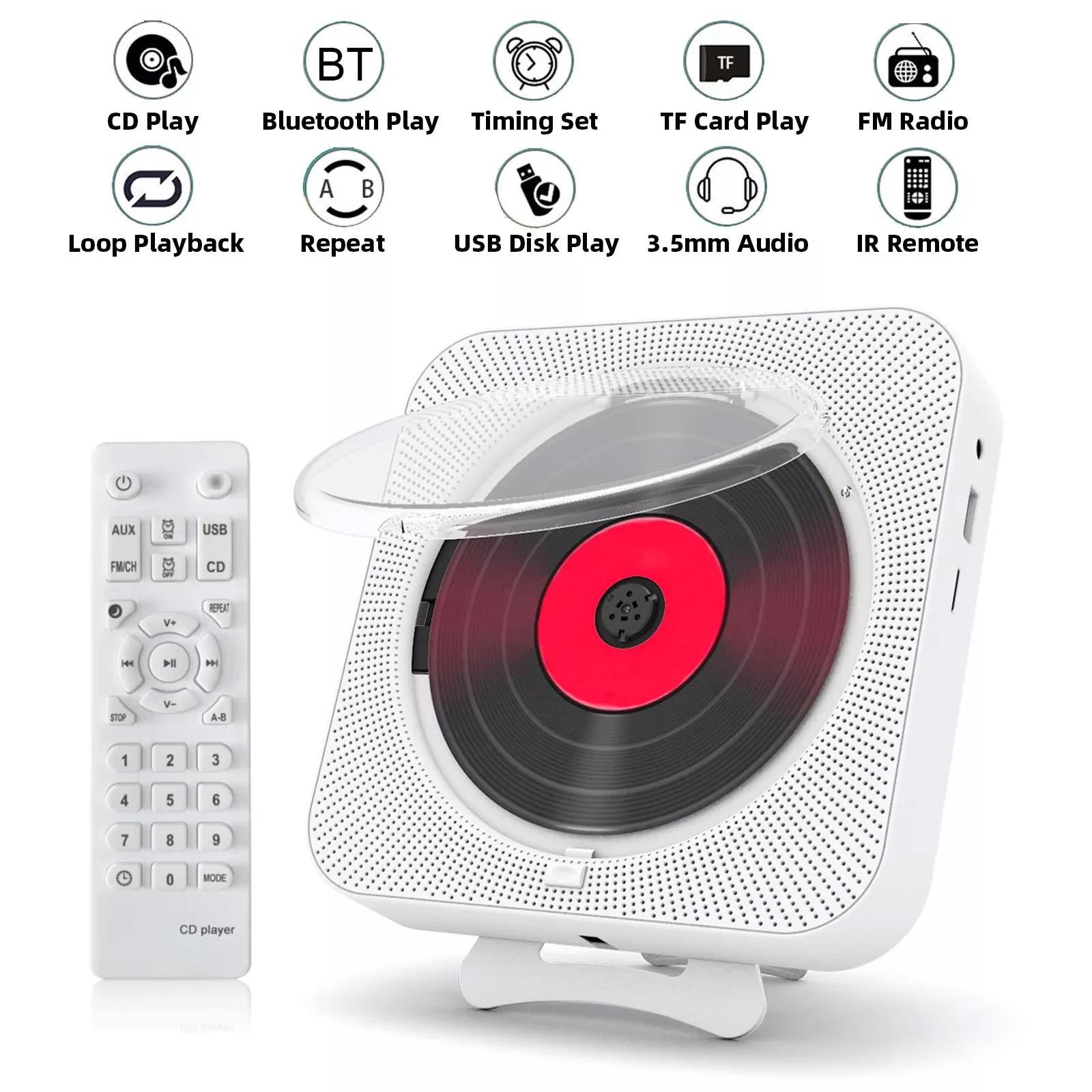 Портативный CD-плеер, Bluetooth-динамик, стерео CD-проигрыватели, светодиодный экран, настенный монтируемый музыкальный проигрыватель для CD с ИК-п...
Портативный CD-плеер, Bluetooth-динамик, стерео CD-проигрыватели, светодиодный экран, настенный монтируемый музыкальный проигрыватель для CD с ИК-п...