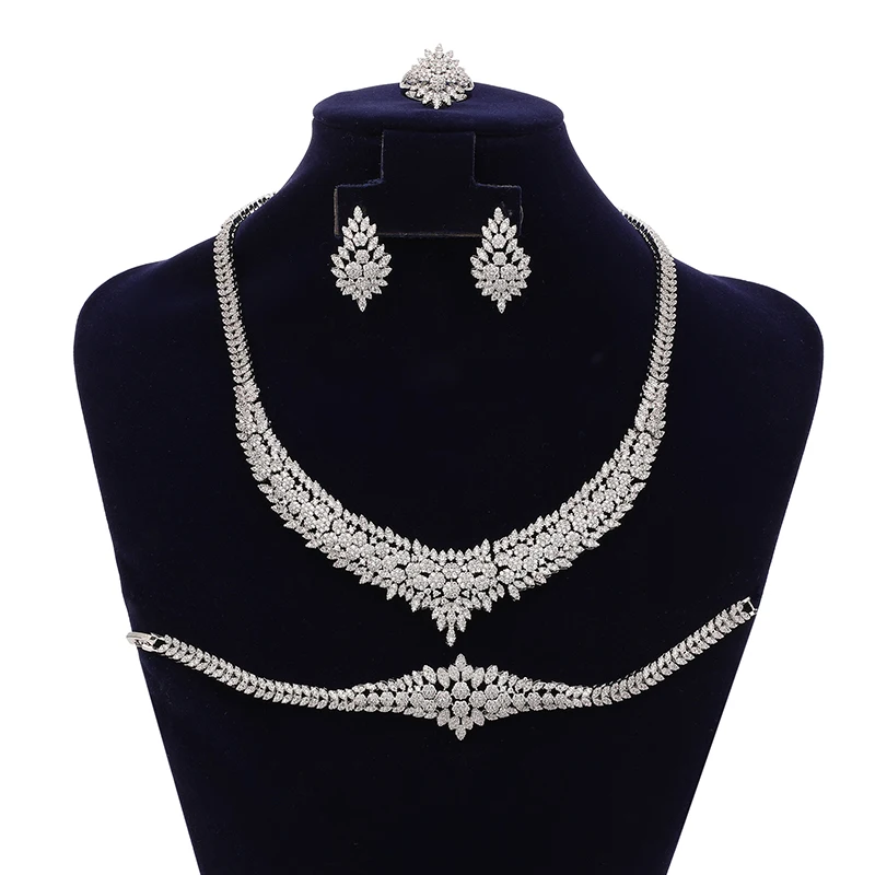 

Jewelry Set HADIYANA Fashion Ladies Wedding Party Necklace Bracelet Earring Ring Boutique Set Zircon CN2184 Sieraden Sets