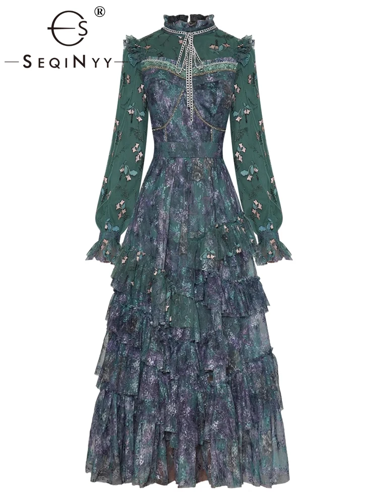 Женское платье-миди с каскадными оборками SEQINYY, зеленое Сетчатое кружевное модельное винтажное платье с цветочным принтом на лето и весну
Женское платье-миди с каскадными оборками SEQINYY, зеленое Сетчатое кружевное модельное винтажное платье с цветочным принтом на лето и весну