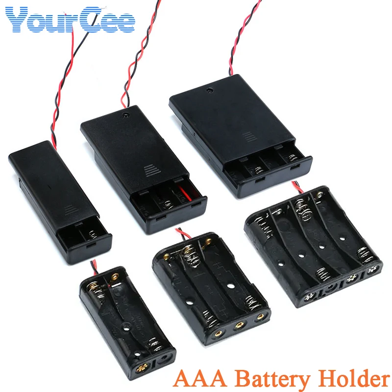 1 2 3 4 слота 2xAAA 3xAAA 4xAAA хранение аккумулятора пластиковая черная коробка