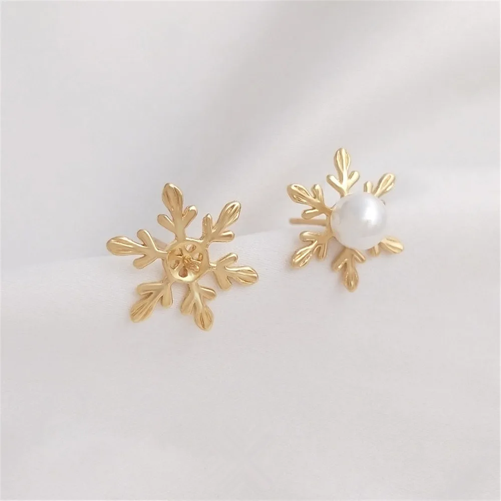 925 silver needle 14K gold color half hole bead bracket snowflake earrings diy adhesive crystal pearl earrings accessories
925 silver needle 14K gold color half hole bead bracket snowflake earrings diy adhesive crystal pearl earrings accessories