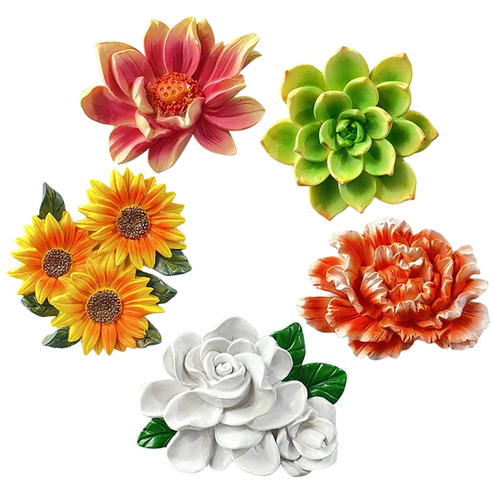 

5 Pcs Sunflower Decor Fruit Magnets Kitchen Magnets Office Magnets Freeze Magnet Peony Magnets Whiteboard Fridge Magnets