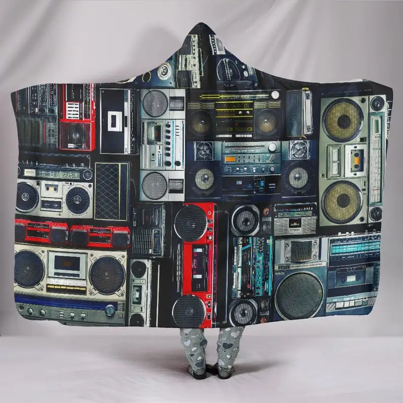 Vintage Stereos Boomboxes Hooded Blanket for Adults and Kids, Sherpa Blanket with a Hood, Soft Blanket, Old School
Vintage Stereos Boomboxes Hooded Blanket for Adults and Kids, Sherpa Blanket with a Hood, Soft Blanket, Old School