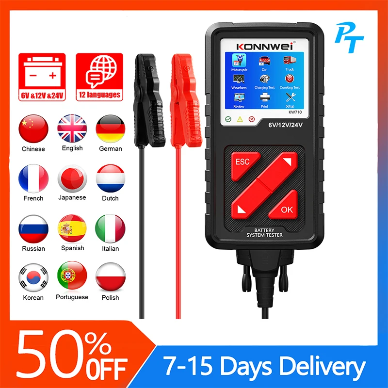Тестер аккумулятора PTOOL KW710 для мотоцикла, автомобиля, грузовика, 6 в, 12 В, 24 В, анализатор аккумулятора 2000 CCA, инструмент для зарядки автомобил...
Тестер аккумулятора PTOOL KW710 для мотоцикла, автомобиля, грузовика, 6 в, 12 В, 24 В, анализатор аккумулятора 2000 CCA, инструмент для зарядки автомобил...