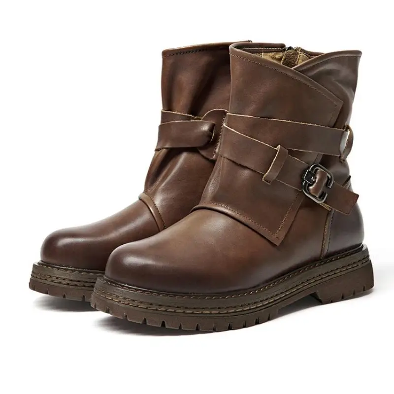Short Ankle Boots 2022 Autumn Winter Authentic Leather Shoes for Women Designer Luxury Platform Vintage Elegant Sneakers Brown
Short Ankle Boots 2022 Autumn Winter Authentic Leather Shoes for Women Designer Luxury Platform Vintage Elegant Sneakers Brown