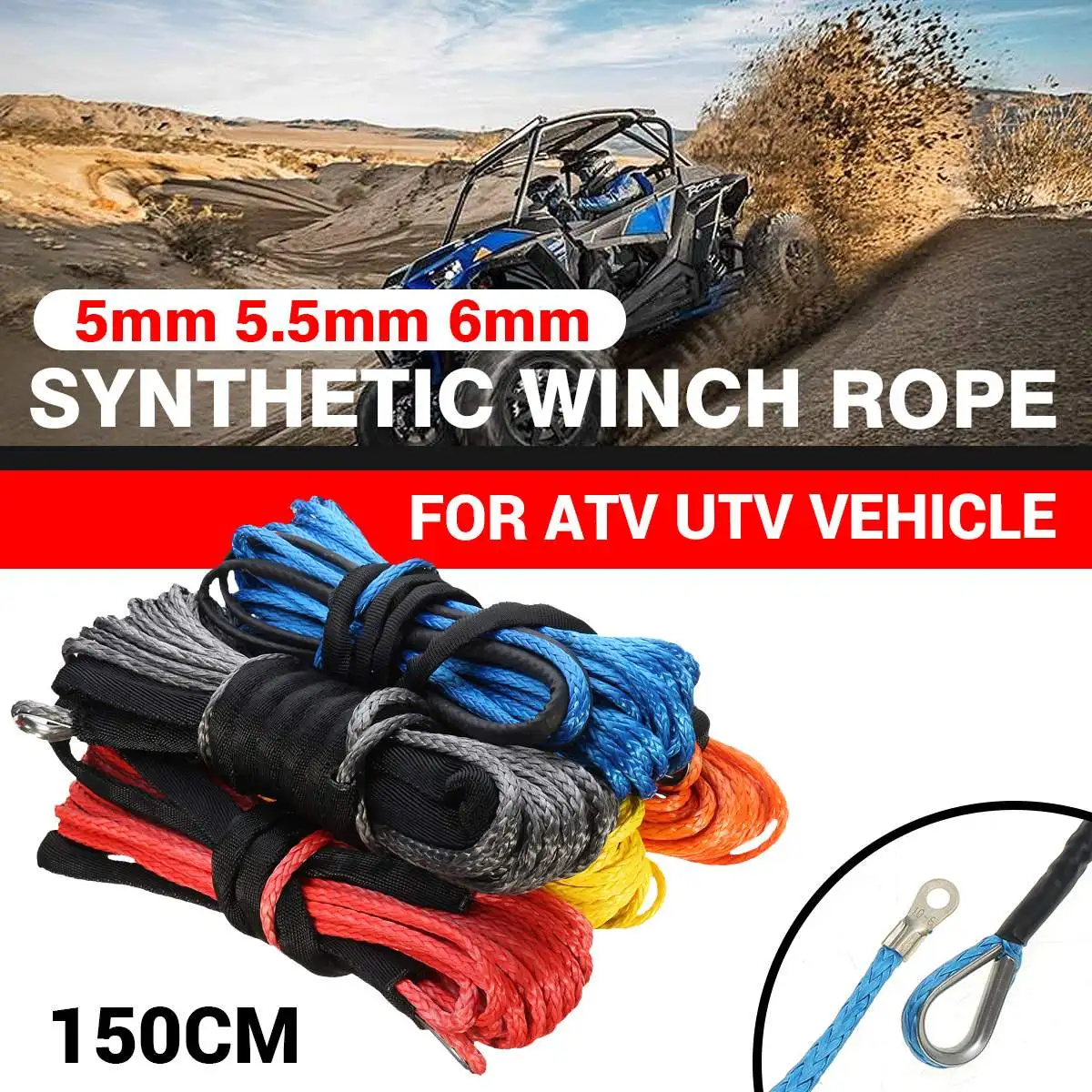 15m 5mm/5.5mm/6mm Winch Cable Rope String Line Synthetic Towing Rope 5500lbs/7000lbs/7700lbs For Jeep ATV UTV SUV 4X4 4WD
15m 5mm/5.5mm/6mm Winch Cable Rope String Line Synthetic Towing Rope 5500lbs/7000lbs/7700lbs For Jeep ATV UTV SUV 4X4 4WD