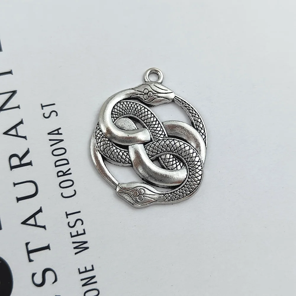 

43*34mm Alloy Antique Silver Color Snake Charms Pendant Designer Charms Fit Jewelry Making DIY Jewelry Findings